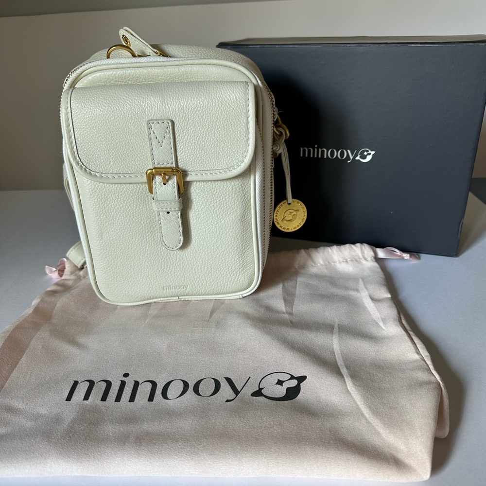 New Minooy Naya Small Leather Cream Crossbody